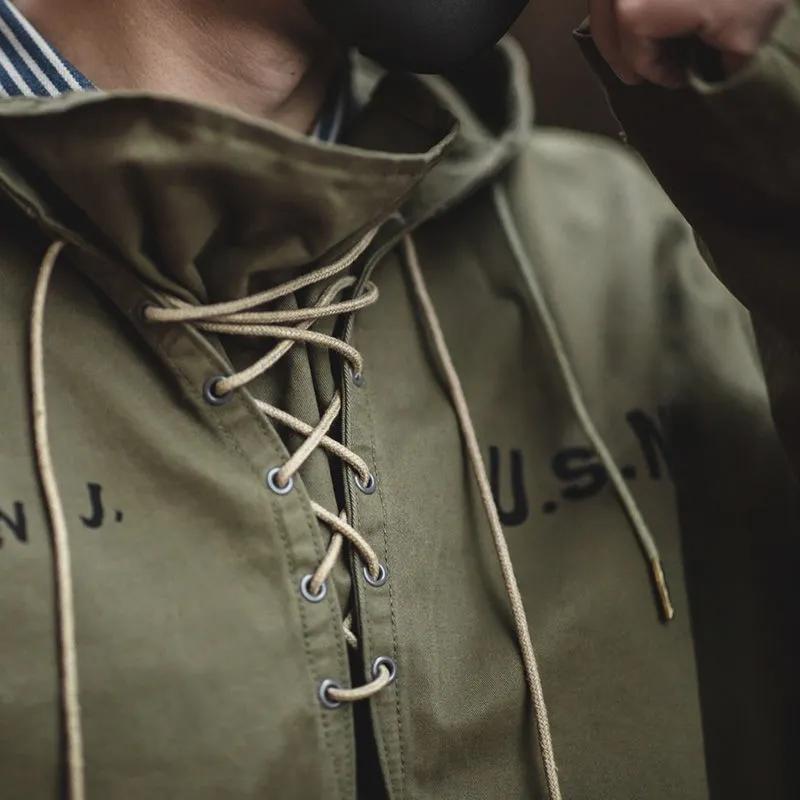 Men's Spring and Autumn Short Hooded Retro Sweatshirt Long Sleeve V-Neck Jacket