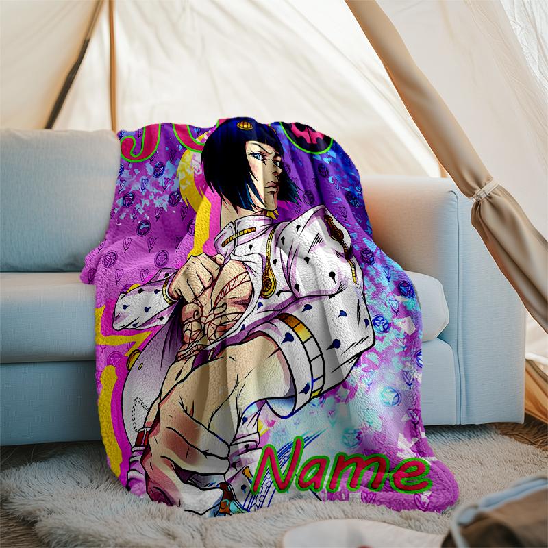 Personalized Custom Name Blanket - JoJo's Bizarre Adventure Print Design,Blanket for Sofa,Bed,Travel,Camping - Soft and Warm, Great Gift