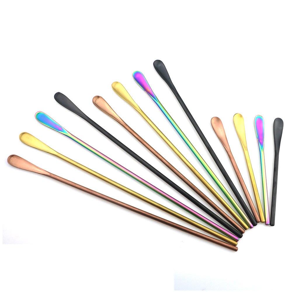 Barevná nerezová ocel Míchadlo na kávu Míchačka na nápoje Koktejl Drink Swizzle Tyčinka Ovocná šťáva Míchací lžička mléka