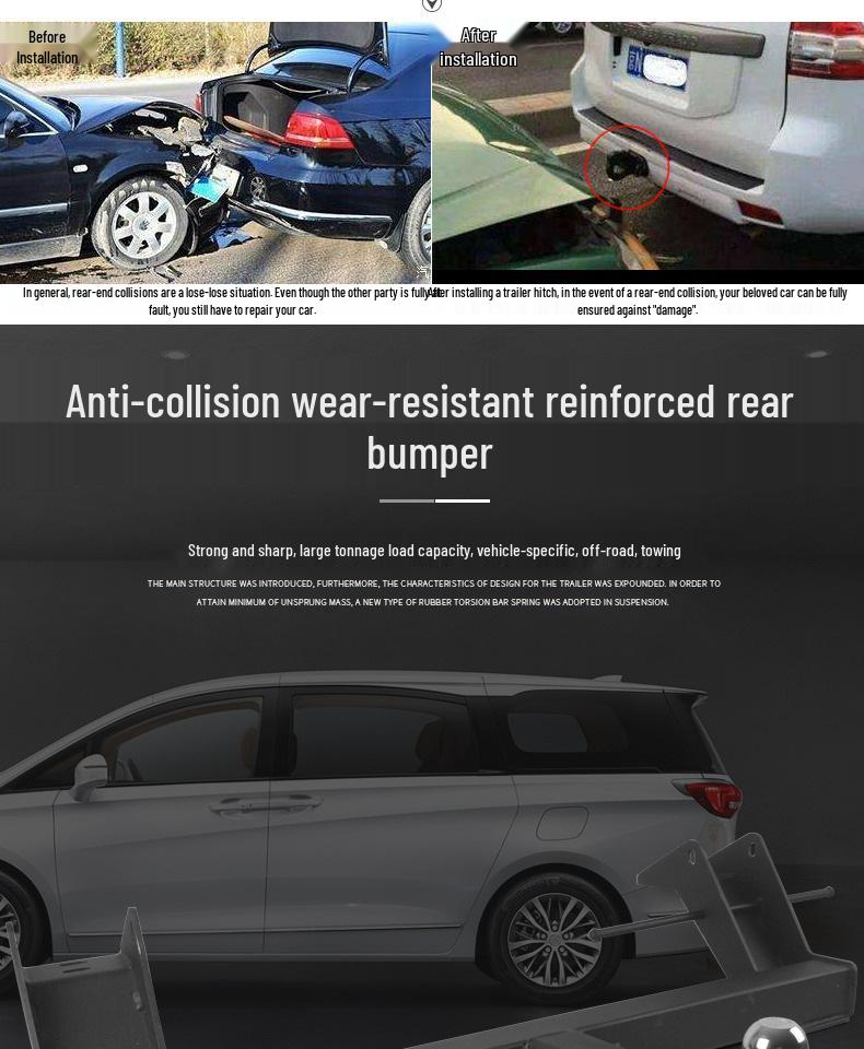 Buick GL8 Luzun Trailer Hitch: Tow Bar & Rear Tow Hook for RV, Motorcycle, & Boat Trailers.