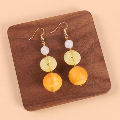 Boucles d'oreilles en cire d'abeille anciennes pour femmes, tempérament littéraire rétro, tibétain haut de gamme, cheongsam, niche, boucles d'oreilles antiques