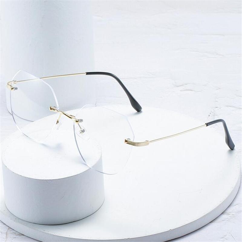 Ultralight Borderless Anti Blue Light Nearsighted Glasses Finished Women Big Face Rimless Short-sight Eyewear 0 -0.5 -1.0 T0 -4