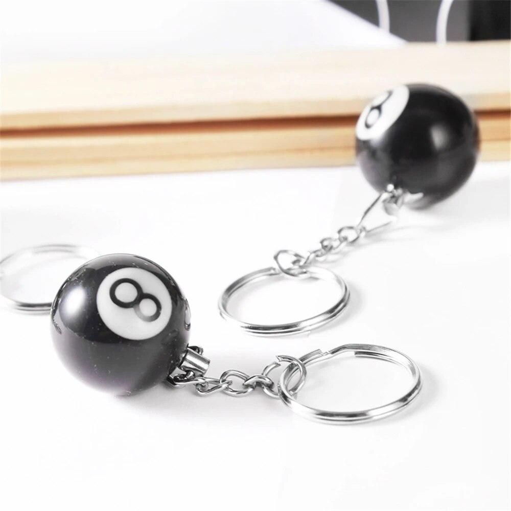 25mm Svart No 8 Biljard Nyckelring Mini Ball Pendant Nyckelring Resin Nyckelring Bar Bordsdekoration Smycken Spel Souvenir Present