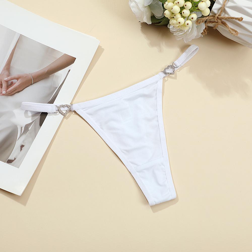 Women Sexy Thongs Low Rise Ladies G-string Heart Decoration Erotic Intimate Lingerie T-Back New Fashion Thongs Crotch Panties