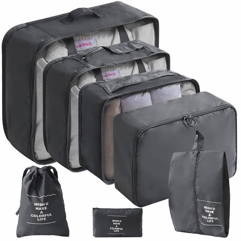 7Pcs Travel Organizer Set Folding Storage Bags Wardrobe Cube Suitcase Packing Luggage for Clothes & Shoes
