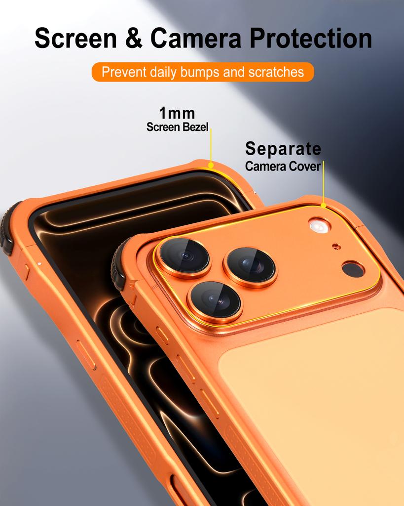 Kryt pro iPhone 17 Pro Max 17 Pro Kovové pouzdro Hliníkový kovový rám Kryt telefonu Plná ochrana kamery Kryt objektivu ze slitiny Nárazuvzdorný