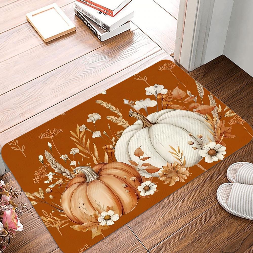 

FaLL Pumpkin Doormat, Fall Seasonal Rug Harvest Thanksgiving Vintage Rustic Yard Floor Mat Switch Mat for Indoor Outdoor 40x60cm