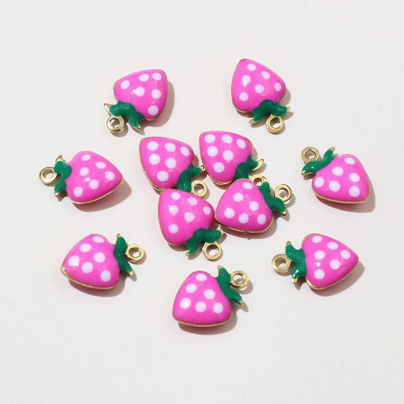 20pcsStainless Steel Enamel Strawberry Charms Pendant 11x8mm Fruit for Earrings Necklace Bracelet DIY Jewelry Accessories