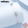 WOSTU 925 Sterling Silver Hollow Butterfly Bracelets for Women Korean European Style Flat Snake Chain Bangle Chain Links Gift