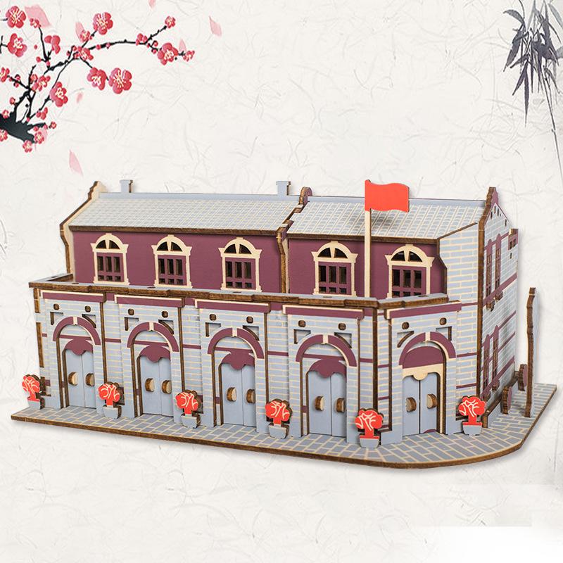 Challenging 3D Wooden Model Puzzle - Ancient Building Design for Adults