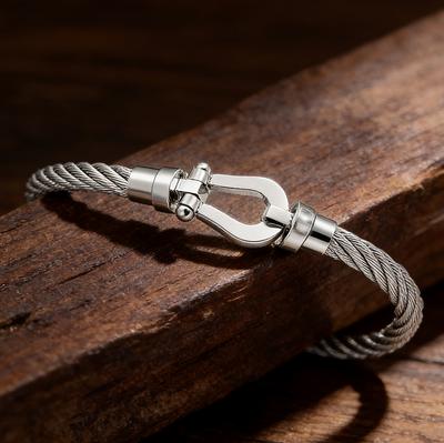 Trendy Stainless Steel Twisted Wire Cable Bracelet Gold Color Waterproof Wristband for Men Women Minimalist Fashion Jewelry Gift