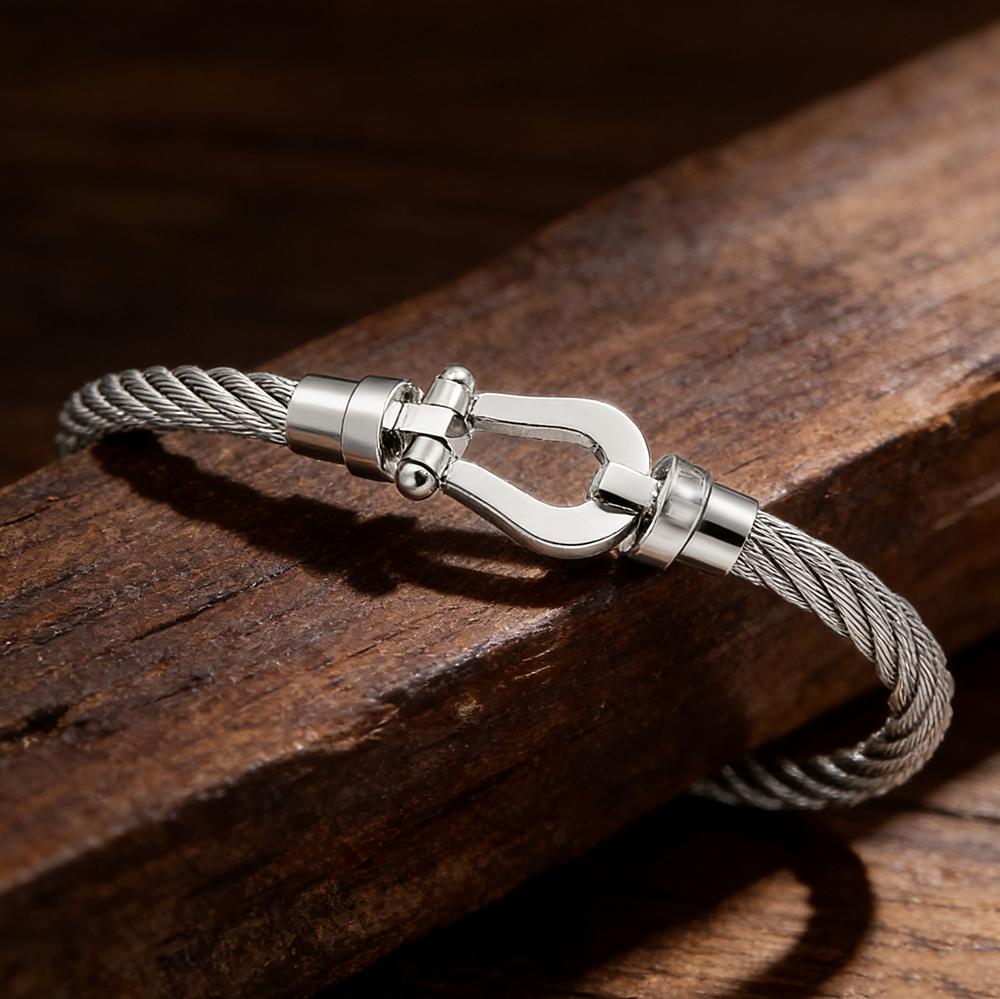 

Trendy Stainless Steel Twisted Wire Cable Bracelet Gold Color Waterproof Wristband for Men Women Minimalist Fashion Jewelry Gift
