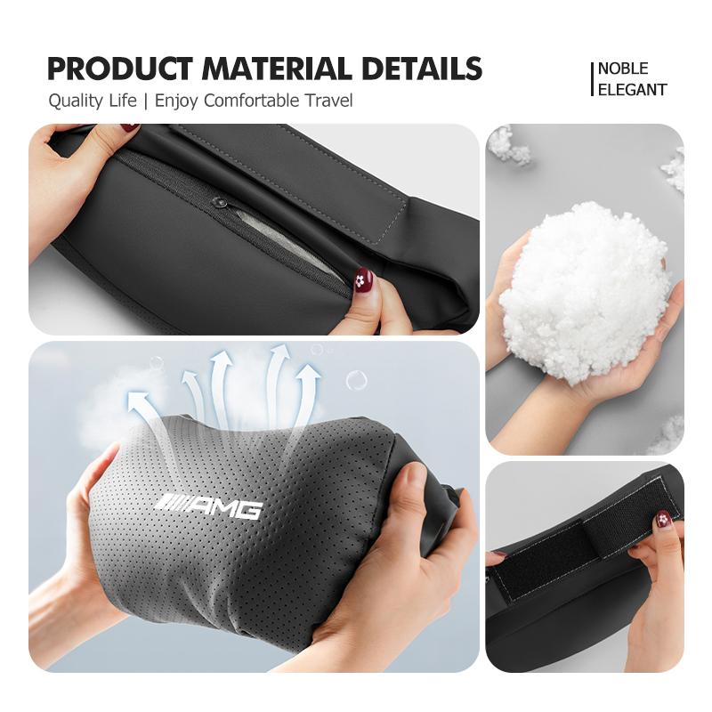 JYZ2 Car Neck Pillow Leather Pack Headrest Pain Relief Lumbar Pillow For Mercedes Benz AMG C180 C300 W124 W176 W177 C200 C260 GLC CLE