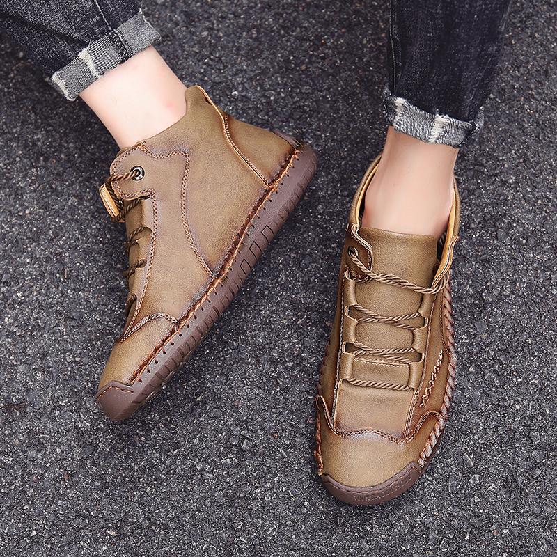 38-48 Men's High-top Large Size Casual Shoes Fashion Retro Casual Leather Boots
