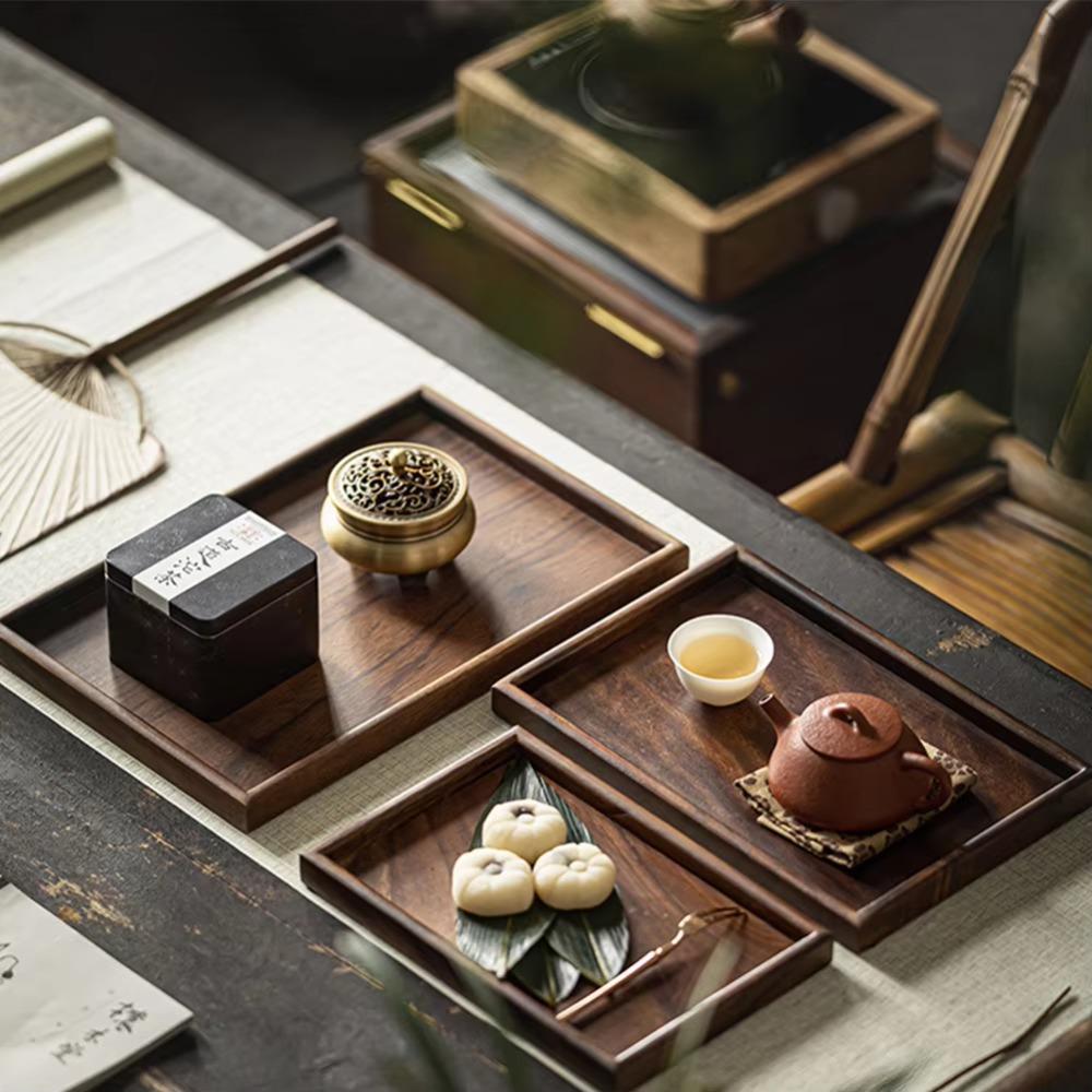 Smooth Surface Rectangular Tea Tray Vintage Brunch Tray Simple Hotel Dinner Plate Afternoon Tea