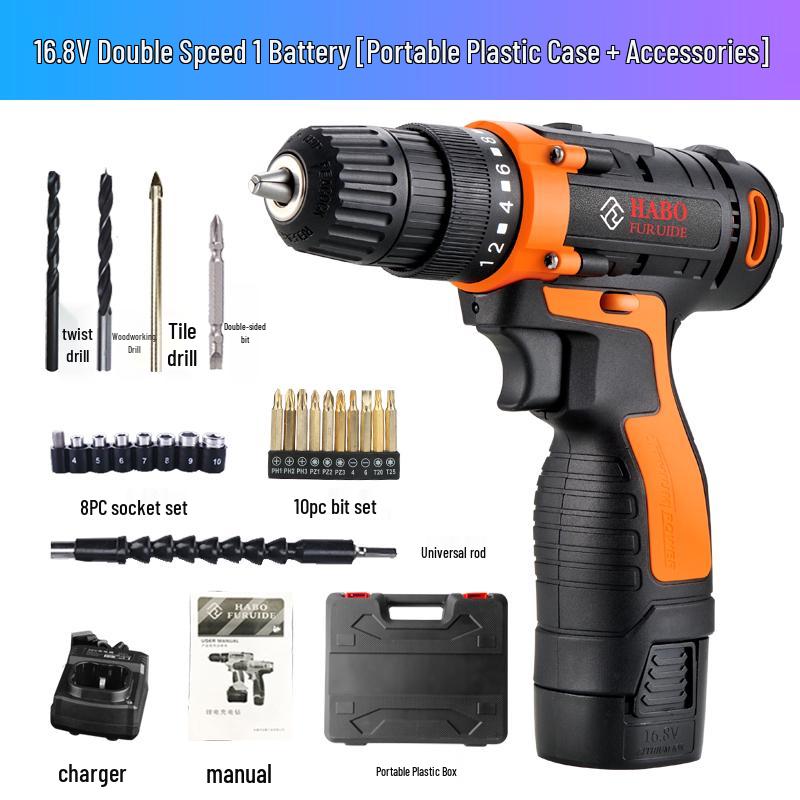 12V/25V Electric Screwdriver & Drill, Single/Double Speed, Multi-functional, Rechargeable, 16.8V Hand Tool