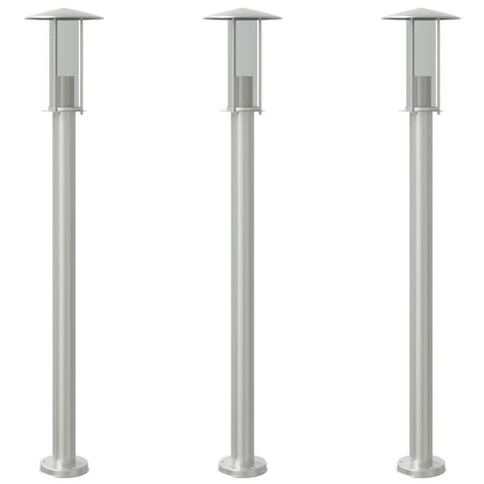 VidaXL Outdoor Floor Lamps 3 Pcs Silver 100 Cm Stainless Steel, Outdoor Ground Lighting, Ground Lighting of 4006352