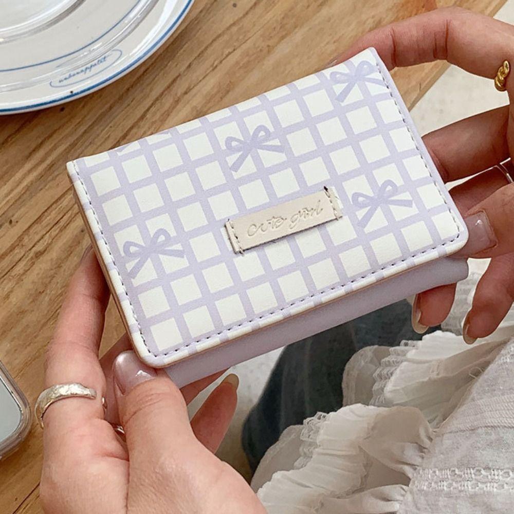 Lattice Cute Tri-Fold Purses Multiple Card Slot Coin Purse Portable Women Card Holder  Student