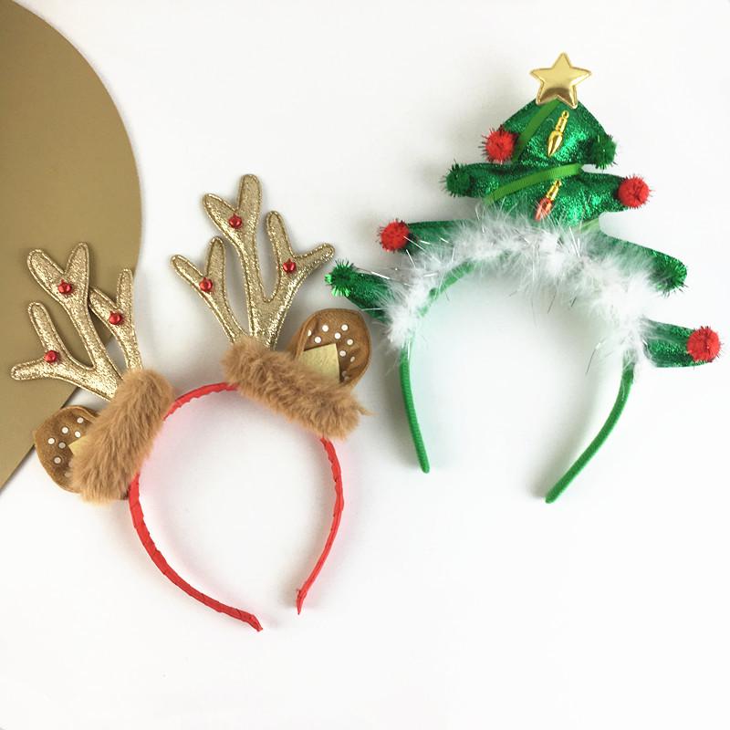Weihnachts Rentier Geweih & Baumglocke Stirnband mit Haarspangen - Süßes Feiertags-Party-Accessoire