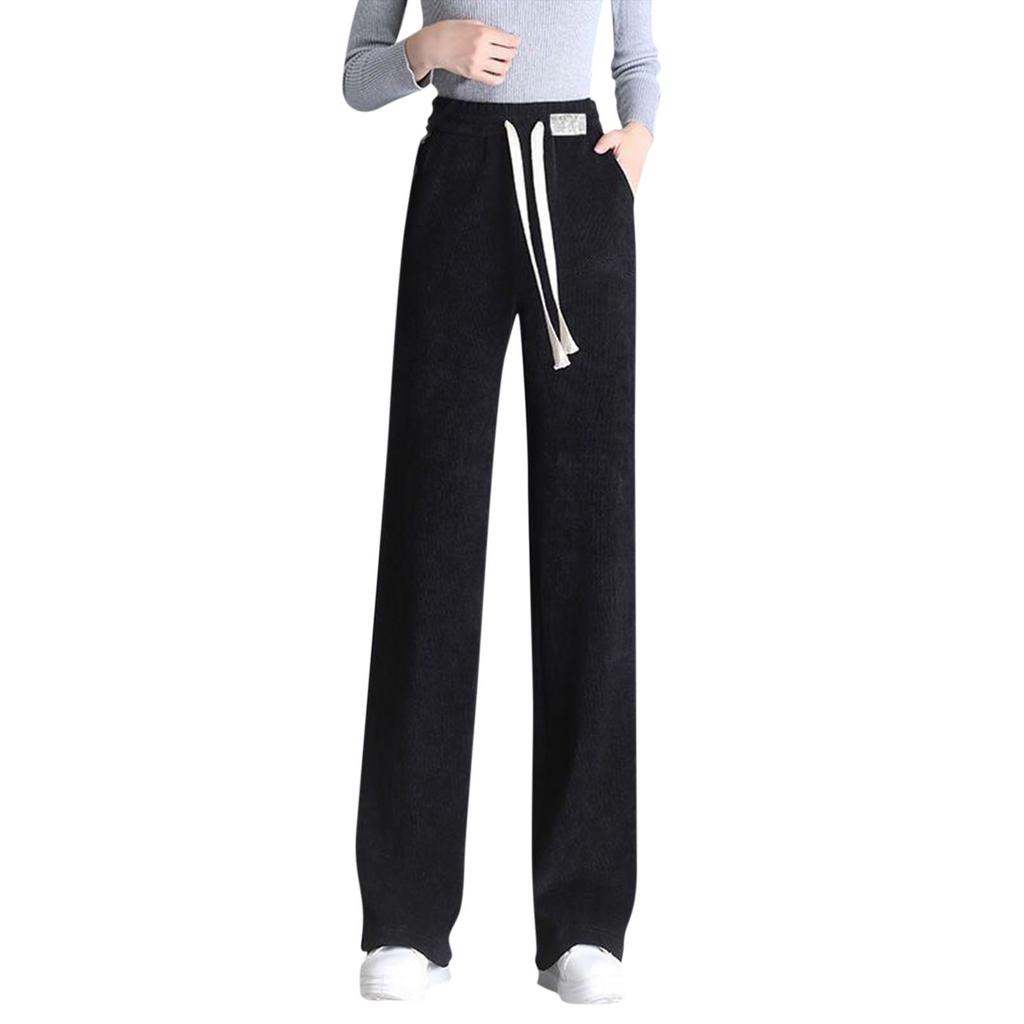 Women's Casual Colour Elastic Waist Straight Casual Pants With Pockets