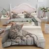Little Cat Duvet Cover King Queen Size 3D Grey Cute Kitten Bedding Set For Adults Lovely Animal 2/3pcs Polyester Quilt Cover