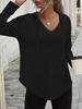 Elegant 2025 V-Neck Women's Hoodie - Soft Long Sleeve Drawstring Sweatshirt