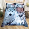 Wolf Dreamcatcher Duvet Cover Set Full Size Indian Dreamcatcher Animal 3D Bedding Set Exotic Style Bohemia Comforter/Quilt Cover