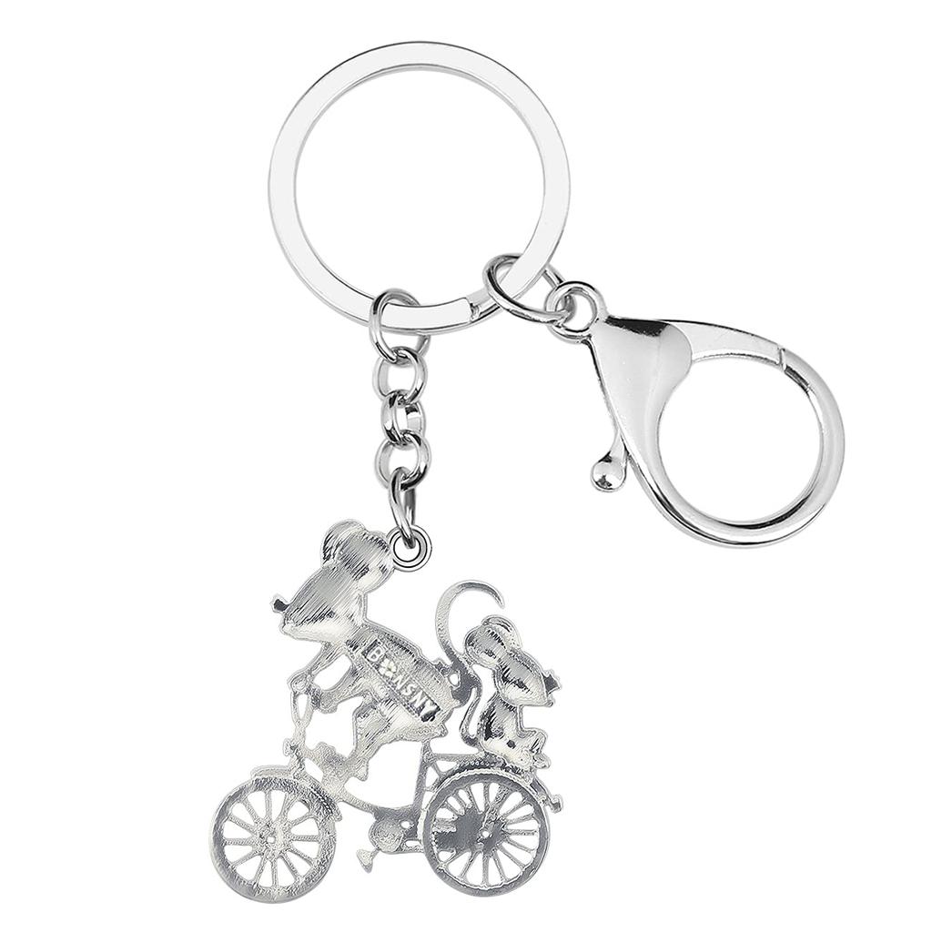 WEVENI Enamel Cartoon Cycling Mouse Keychain, Bike Jewelry for Women and Girls, Bag, Wallet, Car Charm, Multicolor, 39mm X 36mm