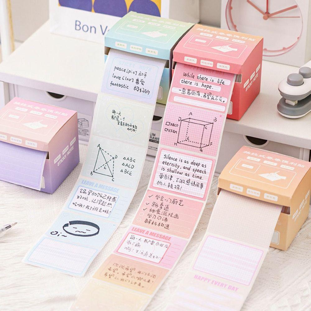 256Pcs/Set Pull-out Design Sticky Note Full Adhesive DIY Labels Stickers Multifunctional Stationery Tearable Notepad