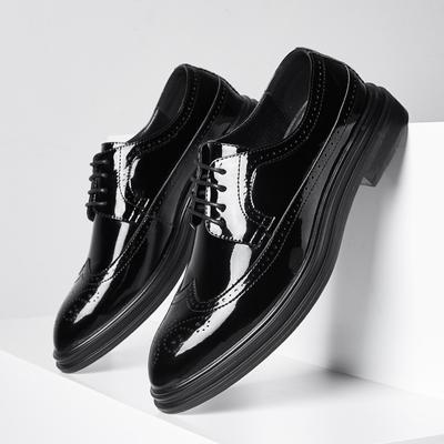 Men'S Pointed Leather Shoes British Style Trend Lace-Up Retro Casual Shoes Brock Engraved Men'S Shoes 3028-X