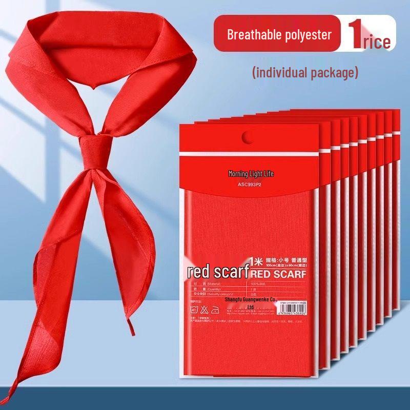 

Children s Breathable Polyester Red Scarf for Primary Students (6-12 Years), Available in 1m/1.2m Sizes 10 pieces