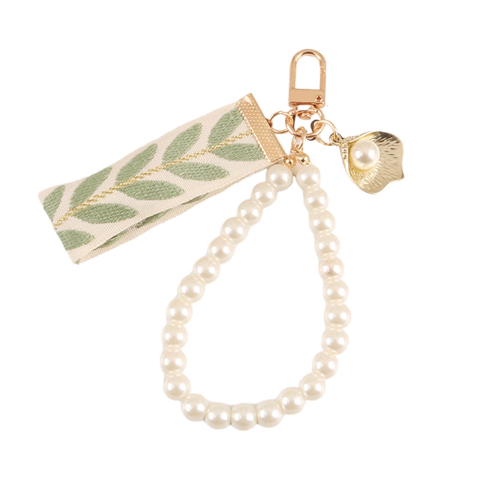 

Брелок с узором листа, подвеска из перламутровой раковины, брелоки, ремешок на запястье, брелок для ключей, металлический держатель для ключей от машины, украшения для женщин D