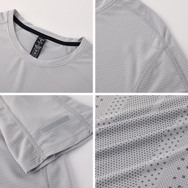 Pánské rychleschnoucí letní turistické a běžecké tričko - Kulatý výstřih, krátký rukáv, fitness top pro vnitřní/venkovní použití