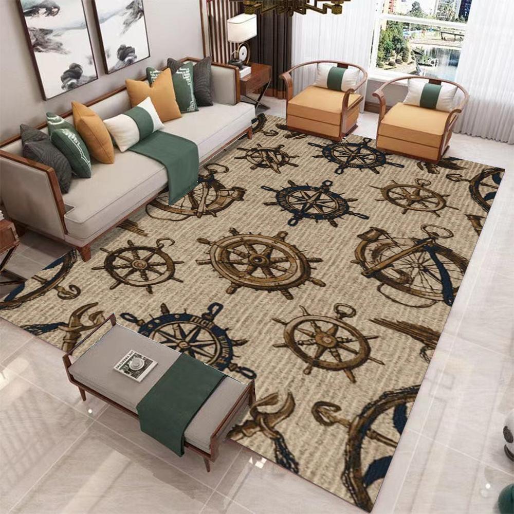 Sailing Lighthouse Carpet Grid Puzzle Ocean Series Living Room Bedroom Decoration Floor Mat Creative Entrance Door Mat