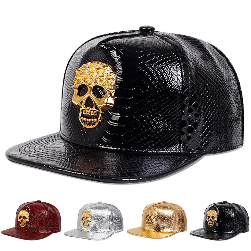 Men Caps Flat Hat Hip Hop Snapback SKULL Rivet Baseball Cap Street Dance Cap Trendy Men's and Women's Flat Hat