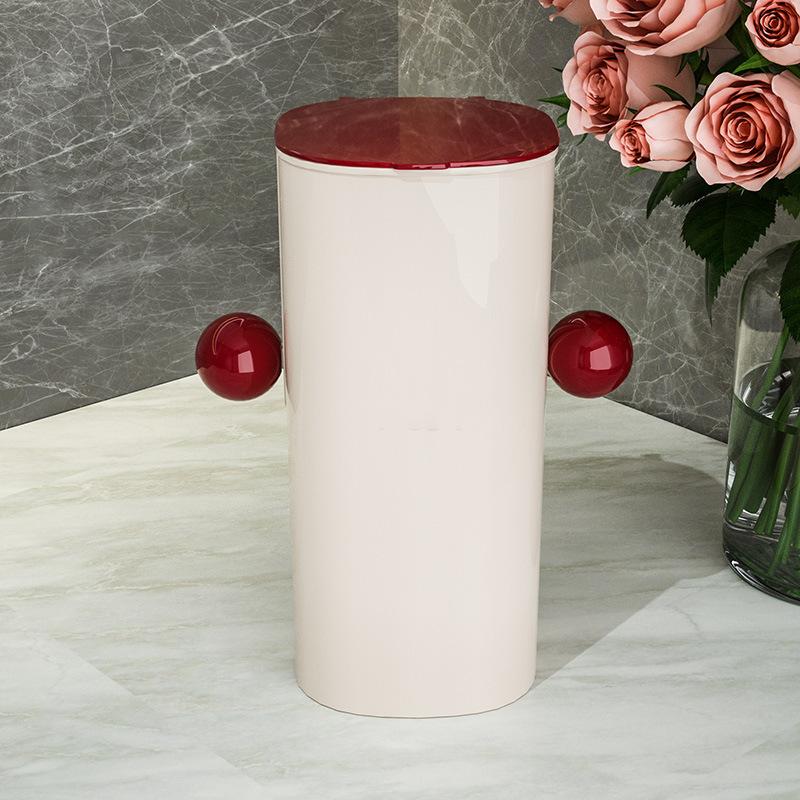 Cosmetic Storage Box with Automatic Lifting Four Grid Makeup Brush Storage Cylinder Nordic Style Room Decoration