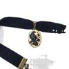 Temperament Gothic Gold Color Lacework Oval Black Rose Crow Embossed Pendant Velvet Collar Necklace for Women Halloween Jewelry