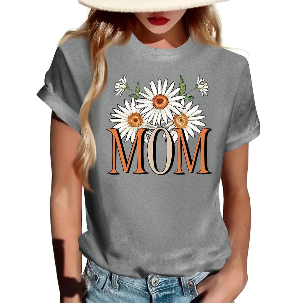 Women's Top Round Neck Casual Printed Short-sleeved T-shirt Top