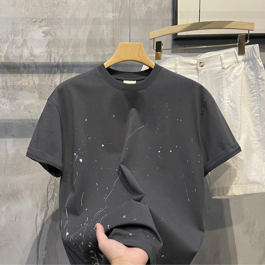 Summer New Printed Round Neck Short-sleeved Men's Retro Versatile Casual T-shirt