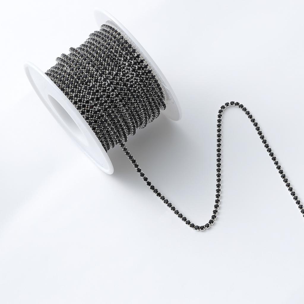 Silver bottom dense claw glass crystal rhinestone claw chain, color inlaid crystal diamond chain DIY mobile phone material sticker diamond accessories