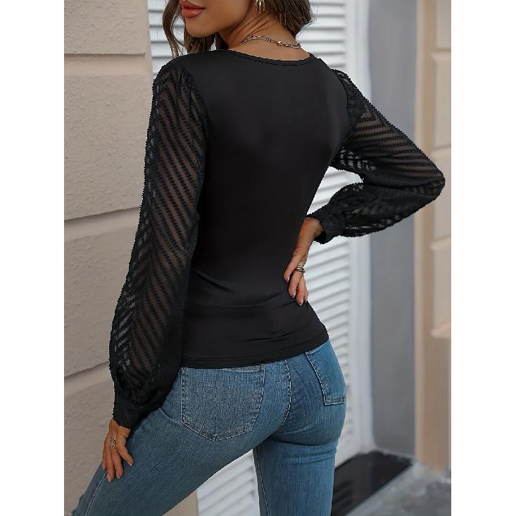 Spring And Autumn New Women'S Versatile Long Sleeve Daily Business Commuter Elegant Comfort Sexy Bottom Shirt Top