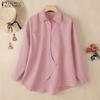 ZANZEA Women Turn Down Collar Loose Long Sleeve Clasic Blouse