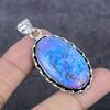 Copper Blue Turquoise Gemstone 925 Sterling Silver Jewelry Pendant 2.29" o7k89