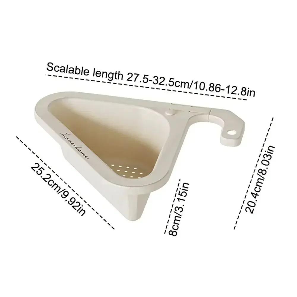 New Triangle Kitchen Drain Basket Portable Kitchen Accessories Vegetable Basin Punch-free Sink Filter Storage Basket