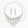 Brilliant Rhinestone Tassel Necklace Earrings Set Bridal Wedding Accessories