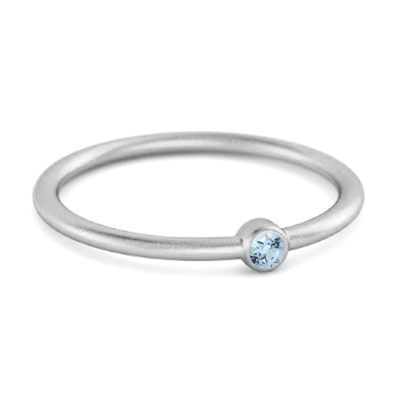 Blue Topaz Round Minimalist Bezel Set Ring- 925 Sterling Silver