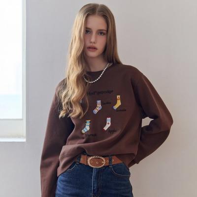 MAXZA Socks Illustration Embroidery Sweatshirt Ze10qt013na