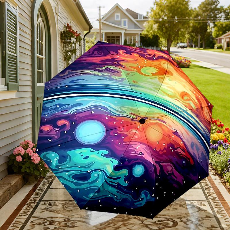 Colorful Galaxy Art Umbrella: Auto-Opening & Closing, Outdoor Protection, Lightweight and Durable Travel Accessory 129