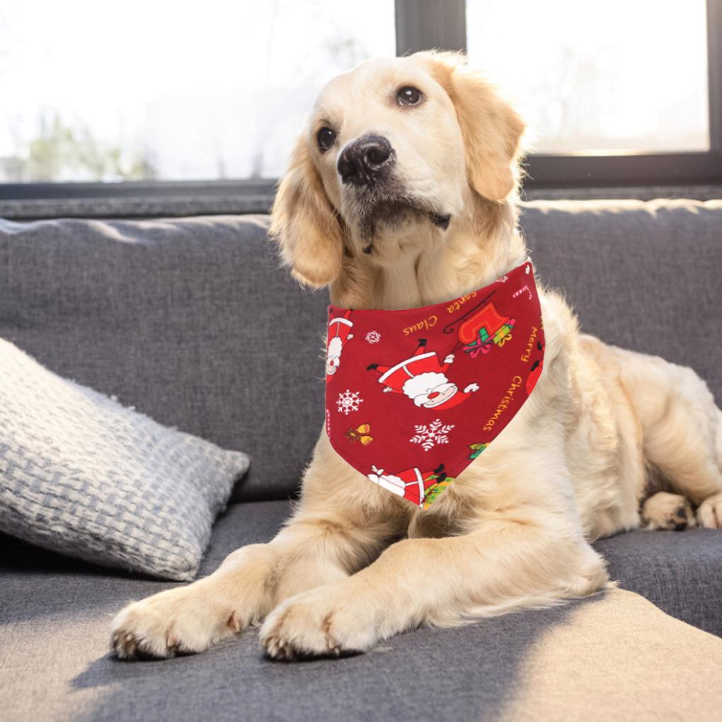 Weihnachten Haustier Speichelhandtuch Kleintier Bandana Schal Lätzchen Party Deko Accessoire Geschenk Weihnachtsmann Rot 1