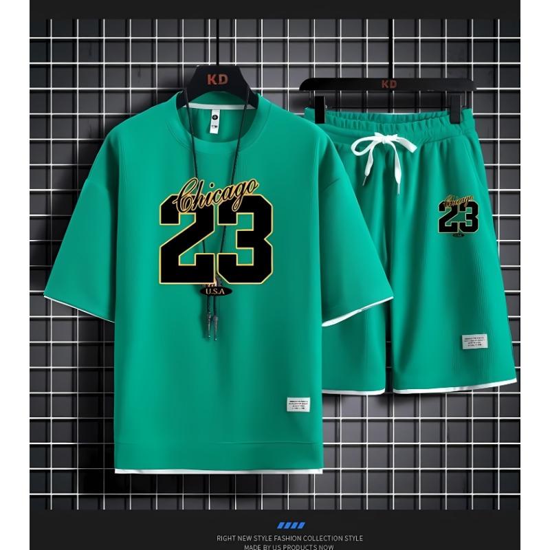 2025 Summer Men's Set Street Fashion Casual Short Sleeve 2-piece Set 3D Digital Printed Sportswear